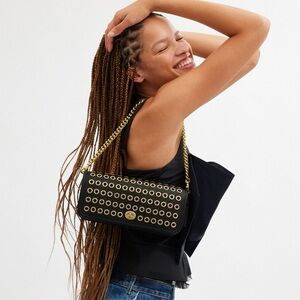 Coach Dinky Shoulder Bag With Grommets Gold/Black CY927 NWT